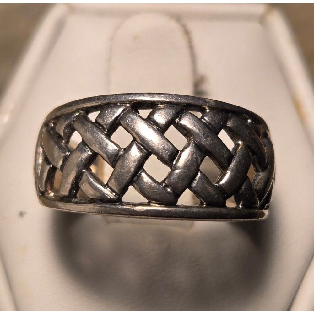 Basket weave vintage sterling silver ring sz 6.5